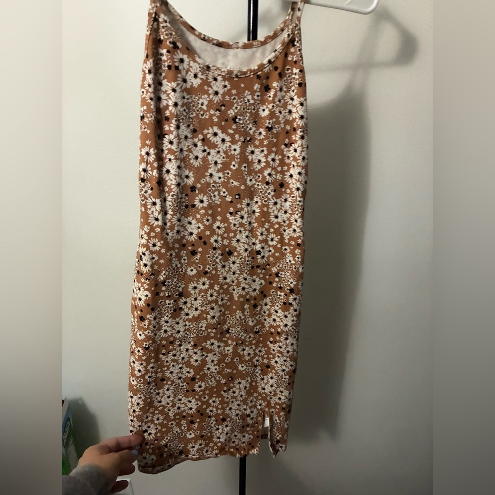 Wild Fable Floral Mini Dress in Tan and White